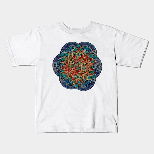 Flower Of Life Distressed Kids T-Shirt by Dual Rogue